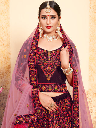 Brown Classy  Semi Stitched Lehenga With  Unstitched Blouse Clothsvilla