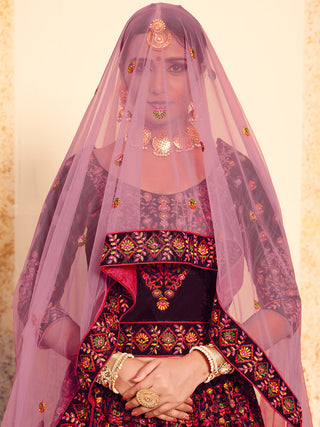 Brown Classy  Semi Stitched Lehenga With  Unstitched Blouse Clothsvilla