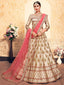 Beige & Pink Soft Net Semi Stitched Lehenga With  Unstitched Blouse Clothsvilla