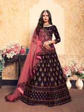 Load image into Gallery viewer, Purple Classy Semi Stitched Lehenga With  Unstitched Blouse Clothsvilla