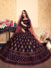 Load image into Gallery viewer, Purple Classy Semi Stitched Lehenga With  Unstitched Blouse Clothsvilla