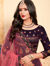 Load image into Gallery viewer, Purple Classy Semi Stitched Lehenga With  Unstitched Blouse Clothsvilla