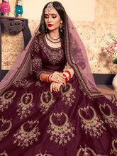 Load image into Gallery viewer, Soft Net Maroon  Semi Stitched Lehenga With  Unstitched Blouse Clothsvilla