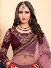 Load image into Gallery viewer, Soft Net Maroon  Semi Stitched Lehenga With  Unstitched Blouse Clothsvilla