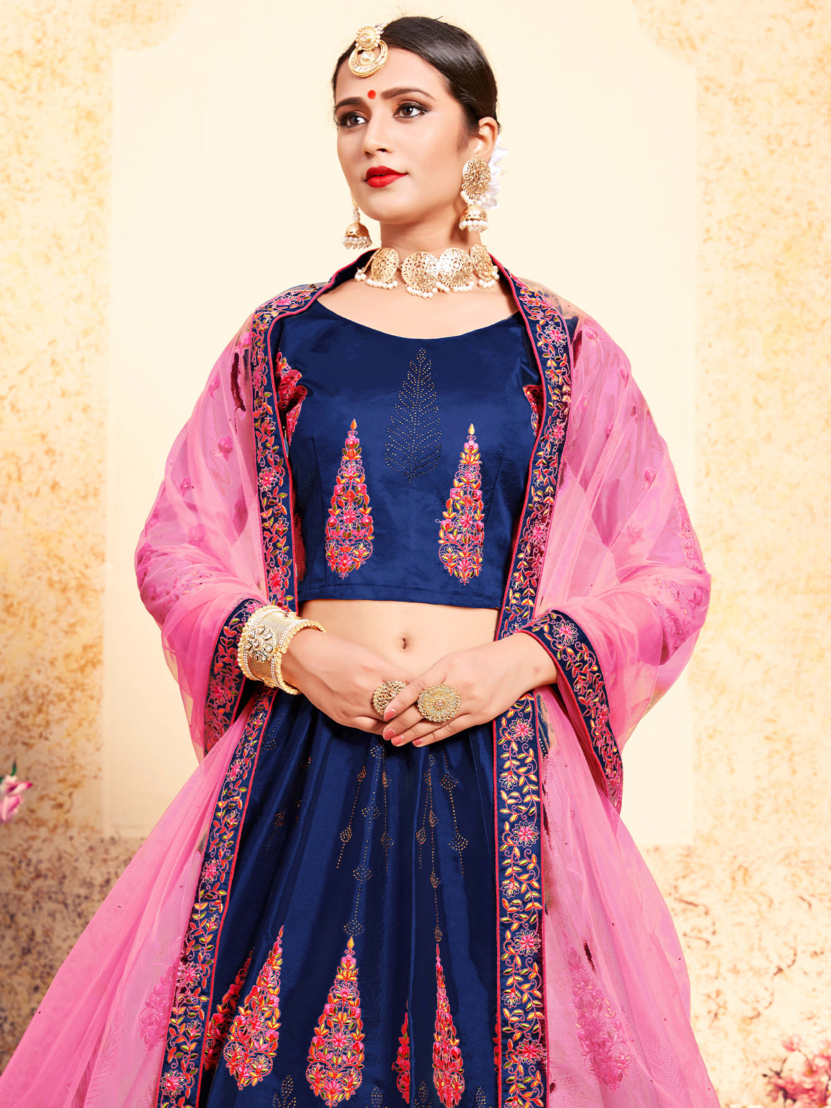 Buy Pink Raw Silk Embroidered Dori V Neck Meena Lehenga Set For Women by  Archana Kochhar Online at Aza Fashions.