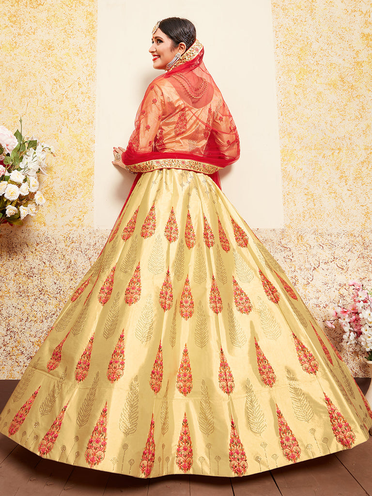 Beige Stunning  Semi Stitched Lehenga With  Unstitched Blouse Clothsvilla