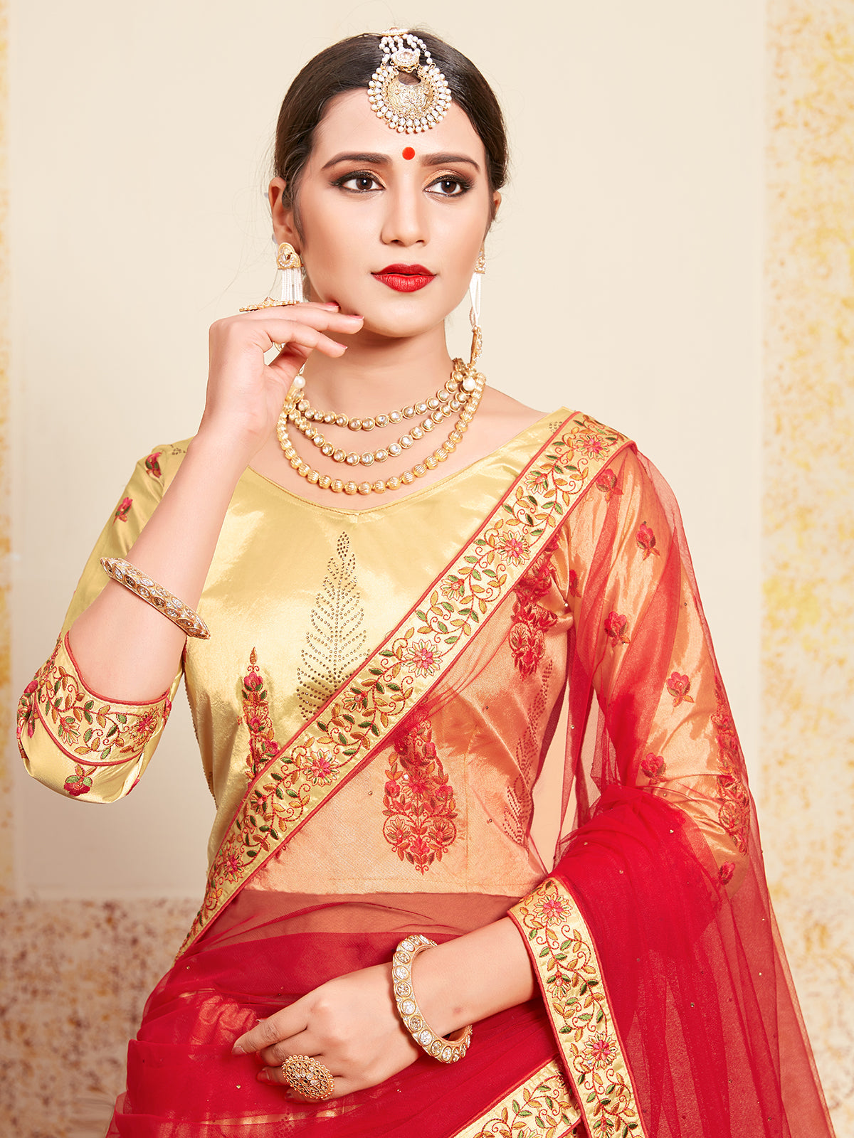 Beige Stunning  Semi Stitched Lehenga With  Unstitched Blouse Clothsvilla