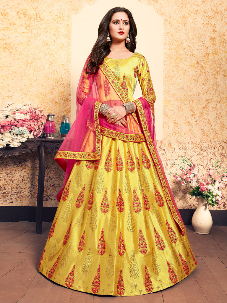 Golden Yellow Designer Lehenga Choli | Designer lehenga choli, Choli  designs, Indian outfits lehenga