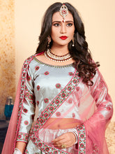 Load image into Gallery viewer, Grey Designer Semi Stitched Lehenga With  Unstitched Blouse Clothsvilla