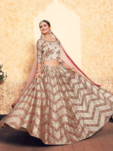 Load image into Gallery viewer, Brown Classy  Semi Stitched Lehenga With  Unstitched Blouse Clothsvilla