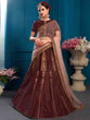 Load image into Gallery viewer, Brown Designer Satin Semi Stitched Lehenga With Unstitched Blouse Clothsvilla