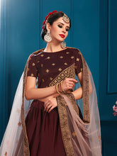 Load image into Gallery viewer, Brown Sparkling Sequins Semi Stitched Lehenga With Unstitched Blouse Clothsvilla