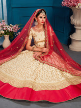 Load image into Gallery viewer, Beige Designer Semi Stitched Lehenga With Unstitched Blouse Clothsvilla