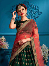 Load image into Gallery viewer, Green Designer Semi Stitched Lehenga With Unstitched Blouse Clothsvilla