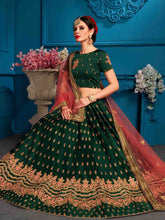 Load image into Gallery viewer, Green Designer Semi Stitched Lehenga With Unstitched Blouse Clothsvilla