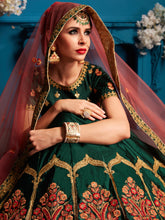 Load image into Gallery viewer, Green Resham,Zari,Stone Semi Stitched Lehenga With Unstitched Blouse Clothsvilla