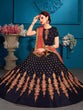 Load image into Gallery viewer, Dark Blue Sequins Semi Stitched Lehenga With Unstitched Blouse Clothsvilla