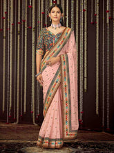 Load image into Gallery viewer, Pink Georgette Embroidered Saree With Unstitched Blouse Clothsvilla