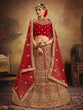 Load image into Gallery viewer, Red Elegant  Semi Stitched Lehenga With  Unstitched Blouse Clothsvilla