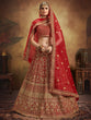 Load image into Gallery viewer, Red Elegant  Semi Stitched Lehenga With  Unstitched Blouse Clothsvilla