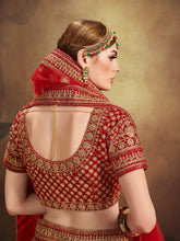 Load image into Gallery viewer, Red Elegant  Semi Stitched Lehenga With  Unstitched Blouse Clothsvilla