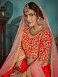 Load image into Gallery viewer, Red Elegant  Semi Stitched Lehenga With  Unstitched Blouse Clothsvilla