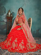 Load image into Gallery viewer, Red Elegant  Semi Stitched Lehenga With  Unstitched Blouse Clothsvilla