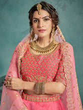 Load image into Gallery viewer, Pink Classy  Semi Stitched Lehenga With  Unstitched Blouse Clothsvilla