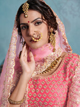 Load image into Gallery viewer, Pink Classy  Semi Stitched Lehenga With  Unstitched Blouse Clothsvilla