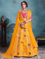 Designer Yellow Soft Net  Semi Stitched Lehenga With  Unstitched Blouse Clothsvilla