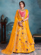Load image into Gallery viewer, Designer Yellow Soft Net  Semi Stitched Lehenga With  Unstitched Blouse Clothsvilla