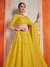 Load image into Gallery viewer, Designer Yellow Art Silk Semi Stitched Lehenga With  Unstitched Blouse Clothsvilla