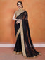Black Georgette Saree With Unstitched Blouse Clothsvilla