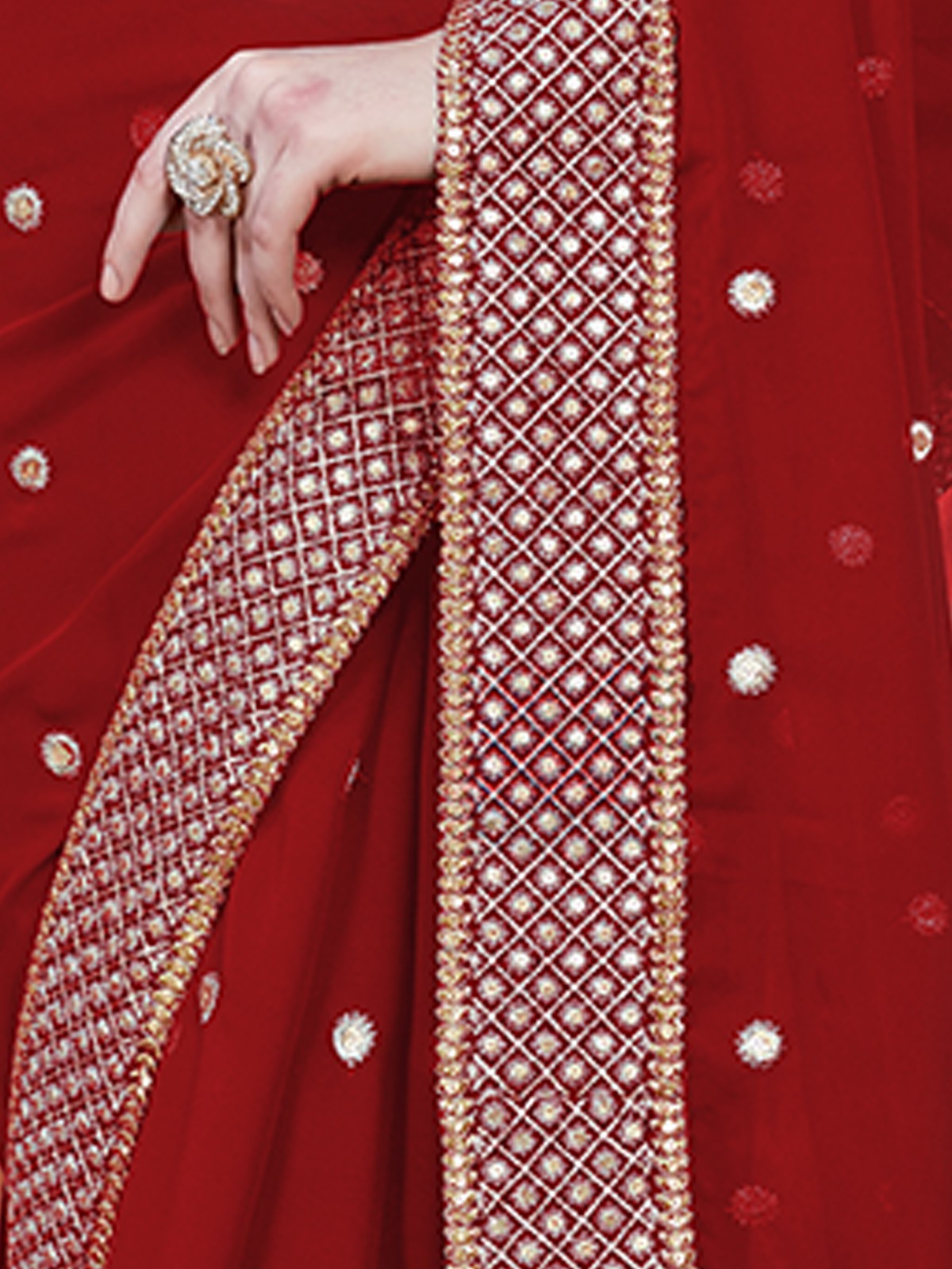 Maroon Georgette Saree With Unstitched Blouse Clothsvilla