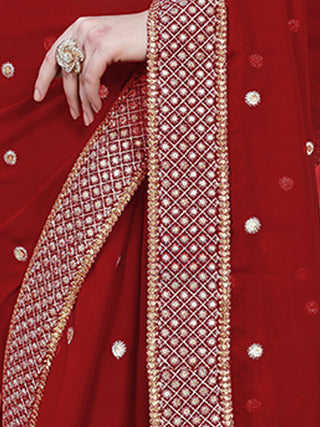 Maroon Georgette Saree With Unstitched Blouse Clothsvilla