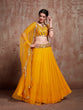 Load image into Gallery viewer, Mustard Art Silk And Soft Net Semi Stitched Lehenga With Stitched Blouse Clothsvilla
