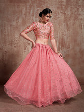 Load image into Gallery viewer, Designer Pink Semi Stitched Lehenga With  Unstitched Blouse Clothsvilla