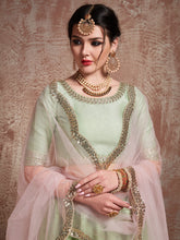 Load image into Gallery viewer, Green Sequins  Sassy Semi Stitched Lehenga With  Unstitched Blouse Clothsvilla