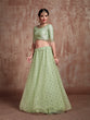 Load image into Gallery viewer, Green Sequins  Sassy Semi Stitched Lehenga With  Unstitched Blouse Clothsvilla