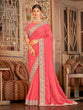 Load image into Gallery viewer, Pink Organza Embroidered Saree With Unstitched Blouse Clothsvilla
