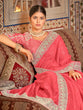 Load image into Gallery viewer, Pink Organza Embroidered Saree With Unstitched Blouse Clothsvilla
