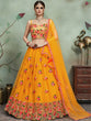 Load image into Gallery viewer, Mustard Color Soft Net Sequins Semi Stitched Lehenga With  Unstitched Blouse Clothsvilla