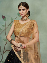 Load image into Gallery viewer, Black Classy Semi Stitched Lehenga With  Unstitched Blouse Clothsvilla
