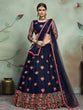 Load image into Gallery viewer, Designer Navy Blue Sequins Semi Stitched Lehenga With  Unstitched Blouse Clothsvilla