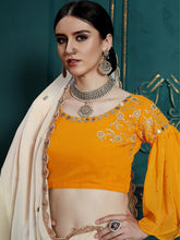 Load image into Gallery viewer, Designer White Semi Stitched Lehenga With  Unstitched Blouse Clothsvilla