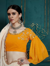 Load image into Gallery viewer, Designer White Semi Stitched Lehenga With  Unstitched Blouse Clothsvilla