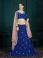 Designer Dark Blue Sequins Semi Stitched Lehenga With  Unstitched Blouse Clothsvilla