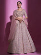 Load image into Gallery viewer, Peach Georgette Embroidered Semi Stitched Lehenga With Unstitched Blouse Clothsvilla