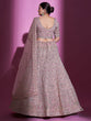 Load image into Gallery viewer, Peach Georgette Embroidered Semi Stitched Lehenga With Unstitched Blouse Clothsvilla