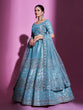 Load image into Gallery viewer, Blue Silk Blend Embroidered Semi Stitched Lehenga With Unstitched Blouse Clothsvilla